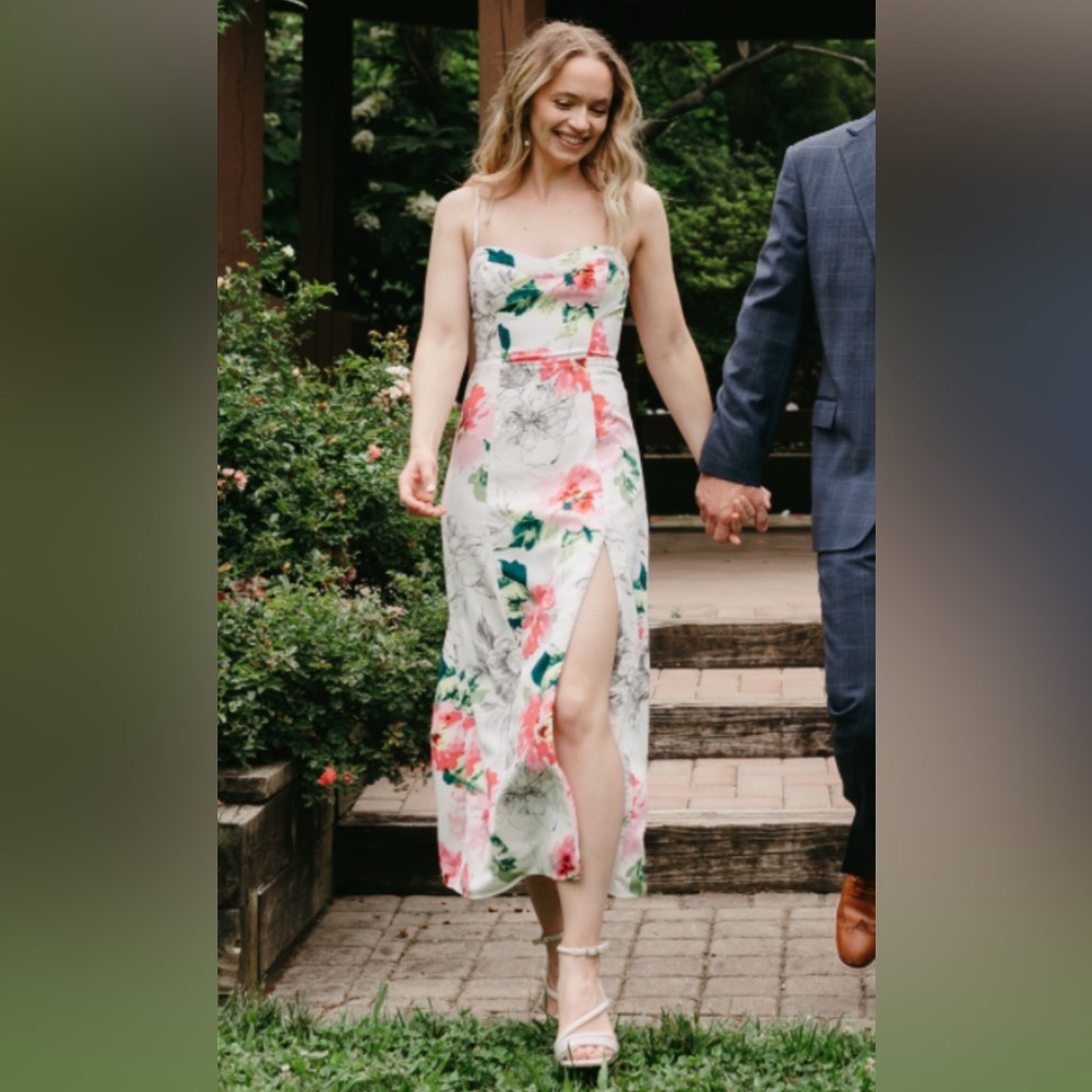 Abercrombie Camille Midi Dress in Pink Floral
